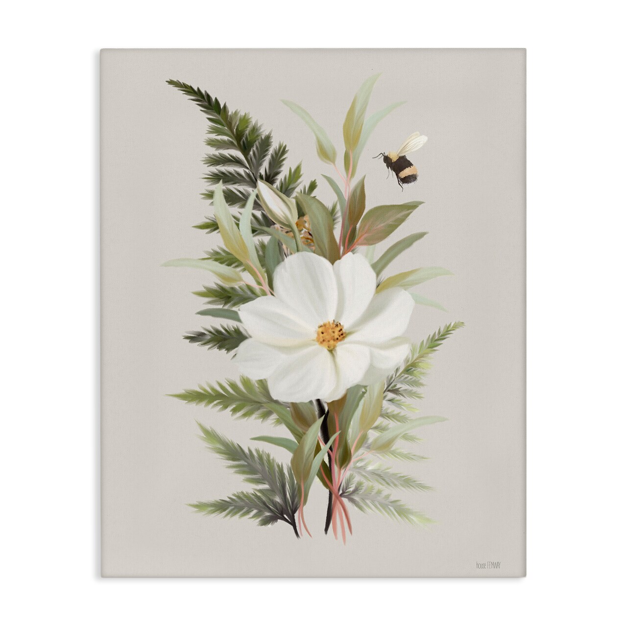Stupell Industries Bumble Bee & Flower Canvas Design by House Fenway